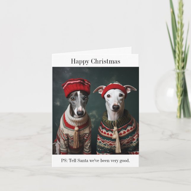 Tarjeta de Navidades Whippets (Anverso)