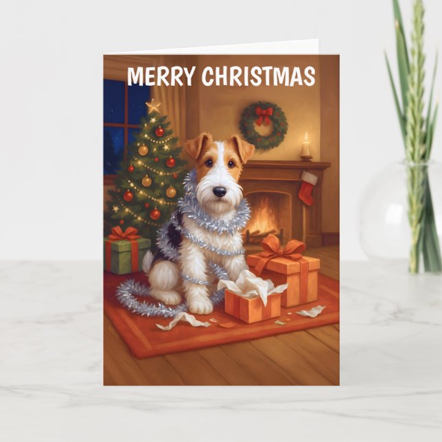 Tarjeta de Navidades Wire Hair Fox Terrier (Anverso)