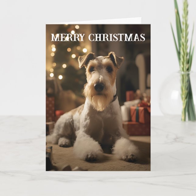 Tarjeta de Navidades Wire Hair Fox Terrier (Anverso)