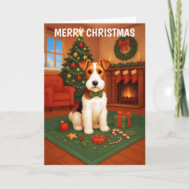 Tarjeta de Navidades Wire Hair Fox Terrier (Anverso)