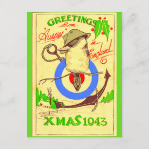 Tarjeta de Navidades WW11 de australianos en Ingla