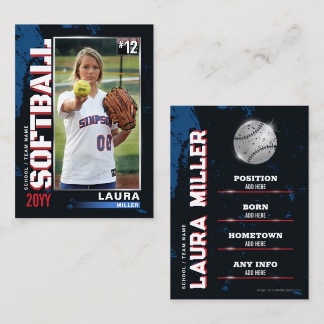 Tarjeta de Negociación de Softbol Tarjeta de Jugad (Anverso / Reverso)