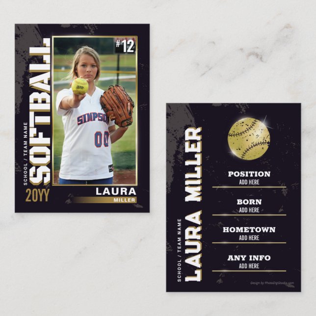 Tarjeta de Negociación de Softbol Tarjeta de Jugad (Anverso / Reverso)