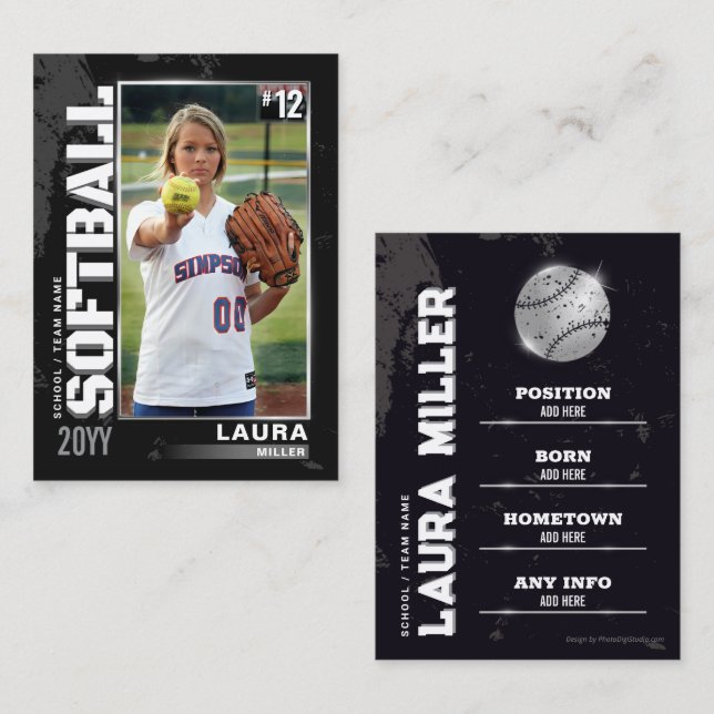 Tarjeta de Negociación de Softbol Tarjeta de jugad (Anverso / Reverso)