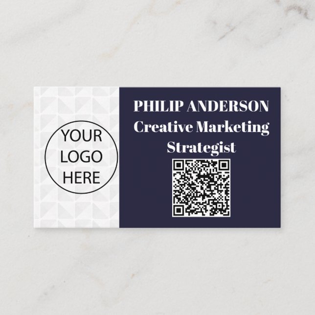 Tarjeta De Negocio Azul Y Blanca De Código Qr (Anverso)