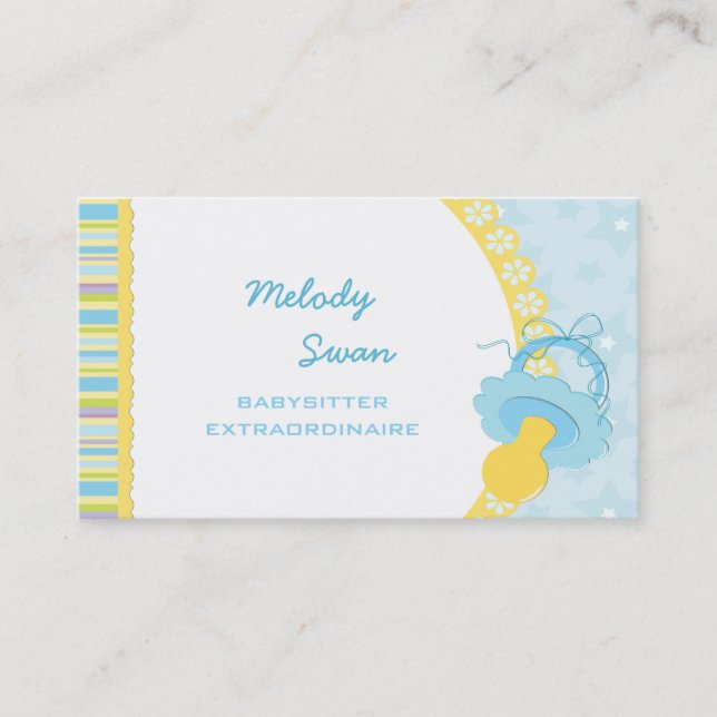 Tarjeta de Negocio Baby Sitter Pacificador Azul (Anverso)