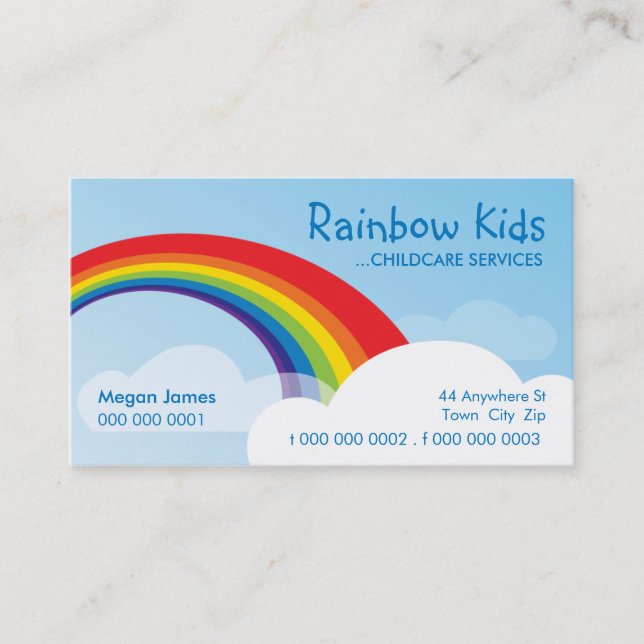 TARJETA DE NEGOCIO BOLD :: arco iris divertido 1L (Anverso)