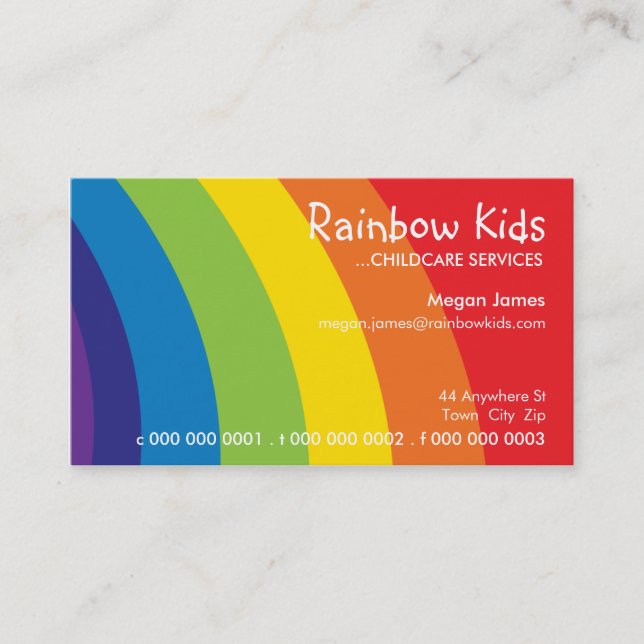 TARJETA DE NEGOCIO BOLD :: arco iris divertido 2L (Anverso)