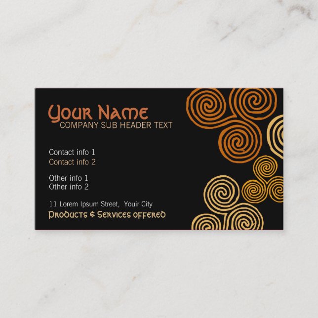 Tarjeta De Negocio Celtic Tribal Curl Swirl (Anverso)