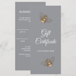 Tarjeta de negocio de certificado de regalo gris m