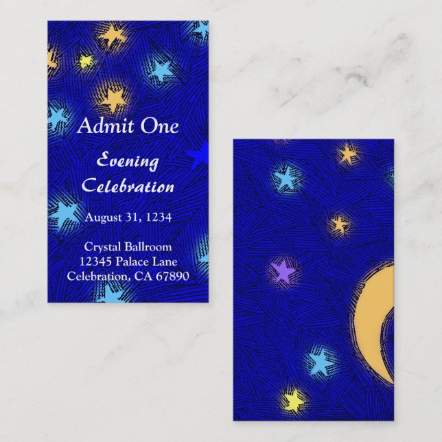 Tarjeta de Negocio de Entrada para Evento de Luna  (Anverso / Reverso)