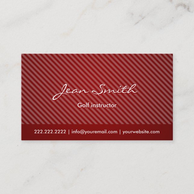 Tarjeta de Negocio de Golf Moderna Red Stripes (Anverso)