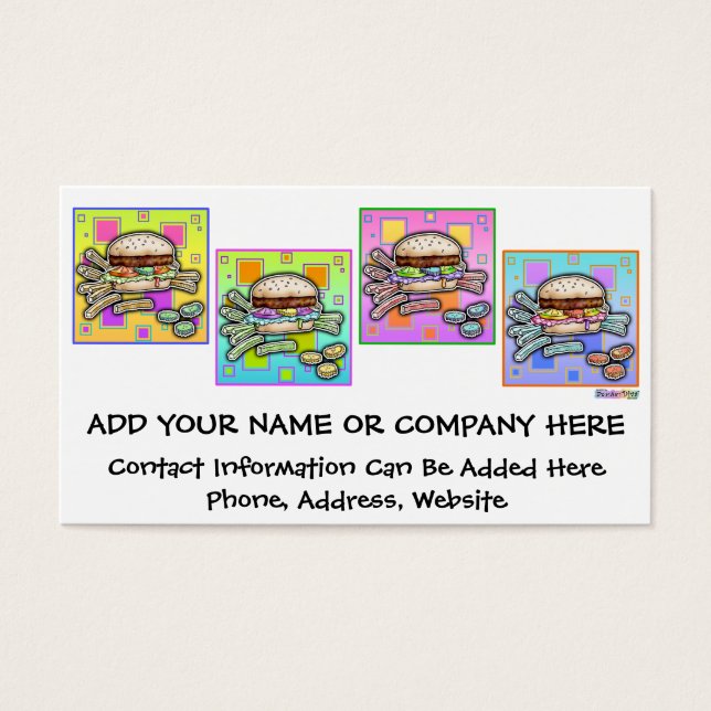 TARJETA DE NEGOCIO DE HAMBURGER DE Pop Art - ETIQU (Frente)