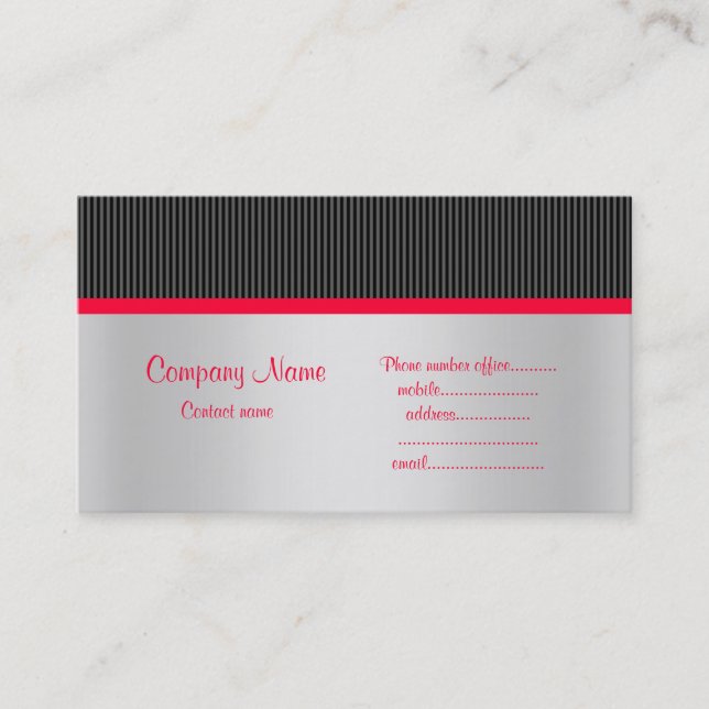 TARJETA DE NEGOCIO DE LA CAJA NEGRA/ROJA/PLATA (Anverso)