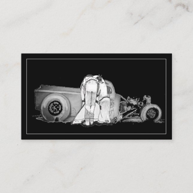 Tarjeta De Negocio De La Pareja Vieja De Dibujo Y  (Anverso)