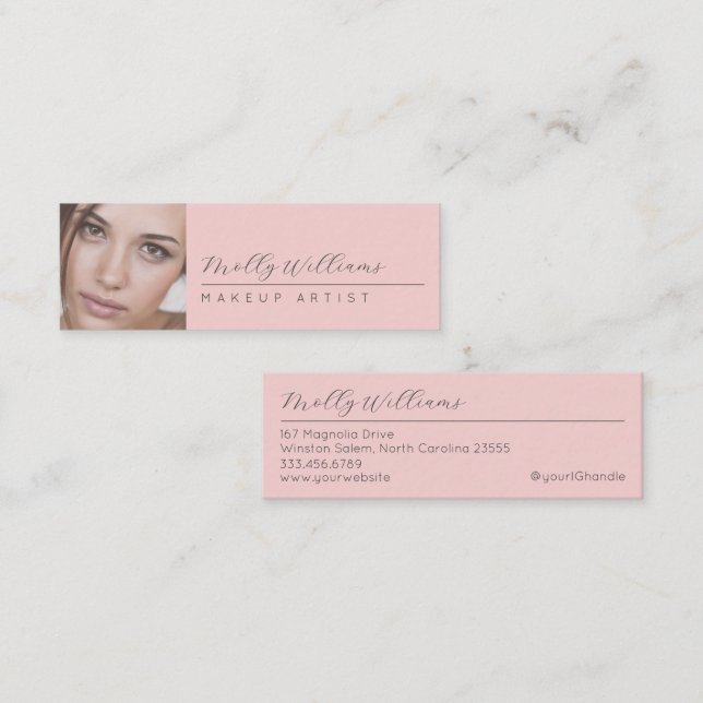 Tarjeta de Negocio de Maquillaje Miniatura con Esc (Anverso / Reverso)