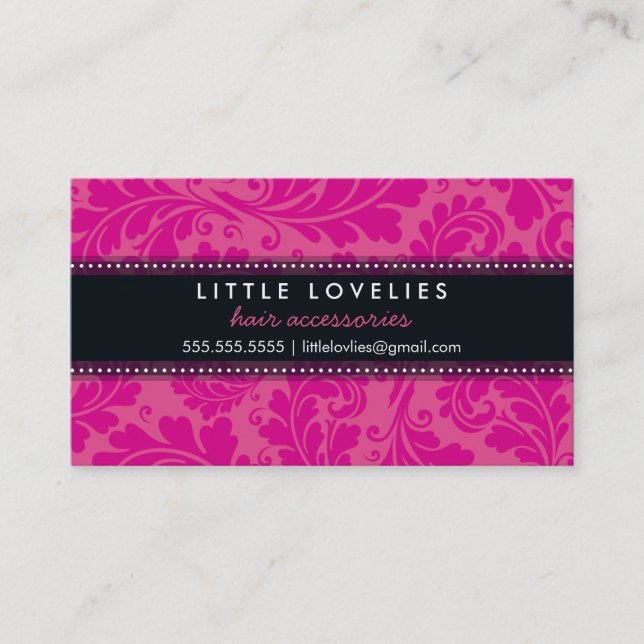 TARJETA DE NEGOCIO de moda florecer fuschia negro  (Anverso)