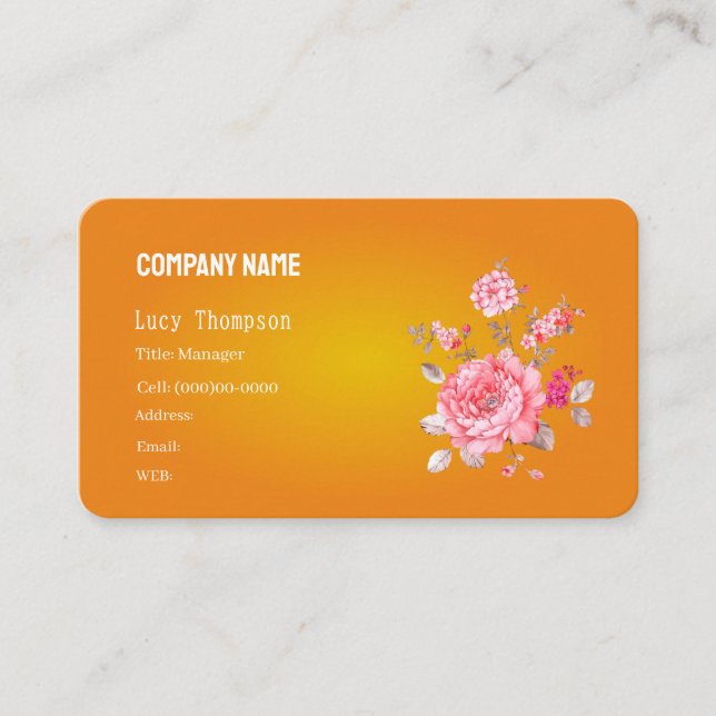 TARJETA DE NEGOCIO DE PLANTILLA BÁSICA , flor (Anverso)