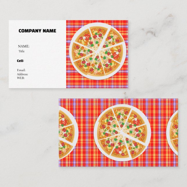 TARJETA DE NEGOCIO DE PLANTILLA BÁSICA PIZZA (Anverso / Reverso)
