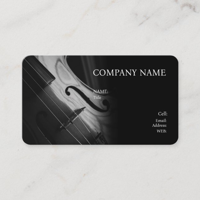 TARJETA DE NEGOCIO DE PLANTILLA BÁSICA, VIOLÍN. (Anverso)