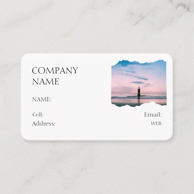 TARJETA DE NEGOCIO DE PLANTILLA BÁSICA Yoga (Anverso)