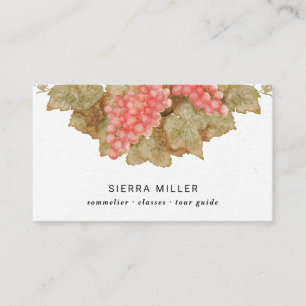 tarjeta de negocio de sumiller de uvas rojas