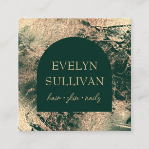 Tarjeta de negocio de textura verde y oro esmerald