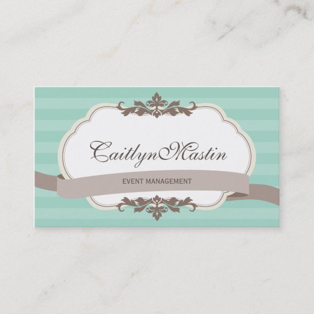 TARJETA DE NEGOCIO elegante elegante menta marrón (Anverso)