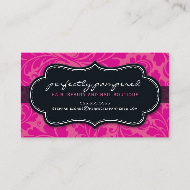 TARJETA DE NEGOCIO elegante florecer fuschia rosa  (Anverso)