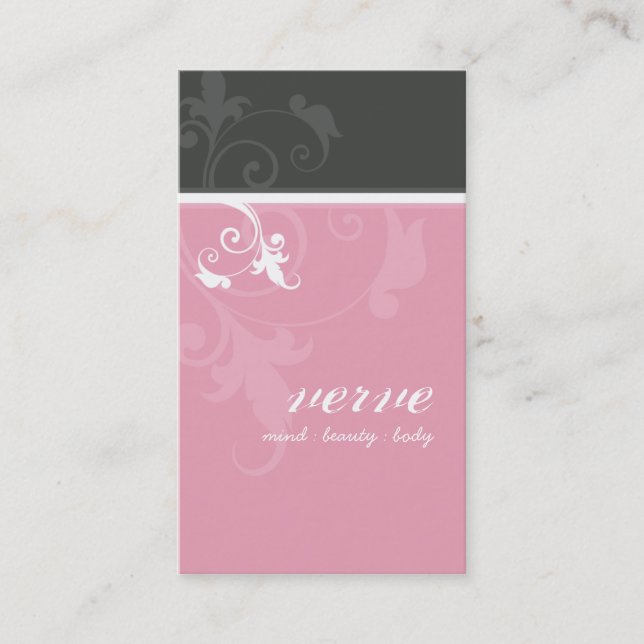 TARJETA DE NEGOCIO elegante follaje verde rosa (Anverso)