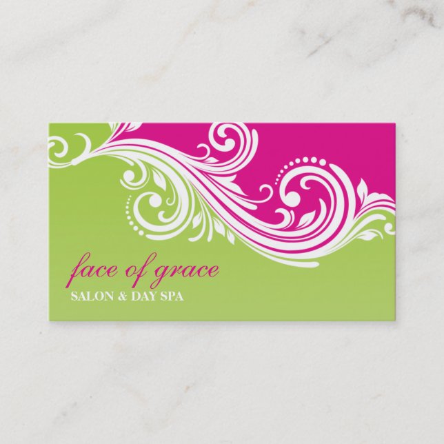 TARJETA DE NEGOCIO elegante giratoria rosa (Anverso)