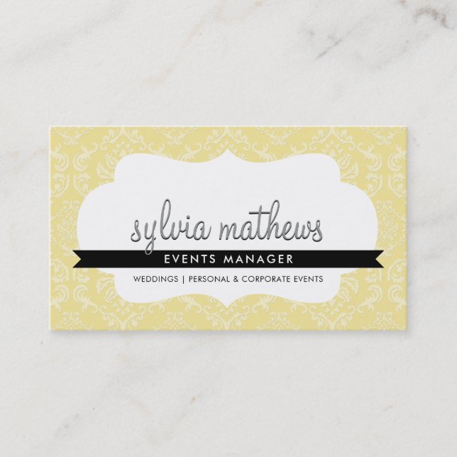 TARJETA DE NEGOCIO ELEGANTE :: marco de damasco el (Anverso)