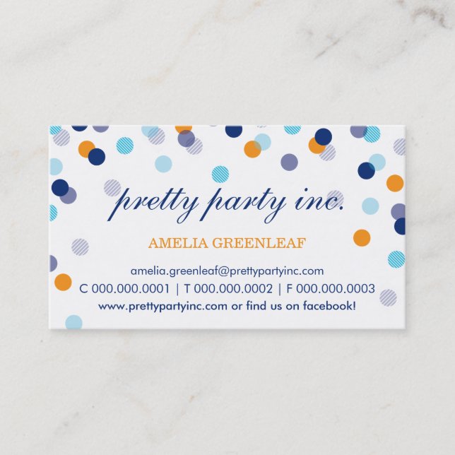 TARJETA DE NEGOCIO :: elegante naranja de confetti (Anverso)