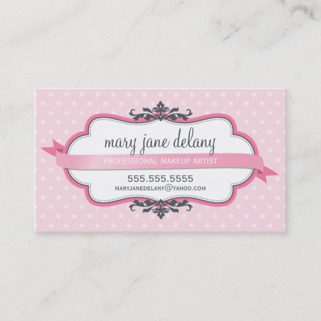 TARJETA DE NEGOCIO elegante negrita rosa pastel be (Anverso)
