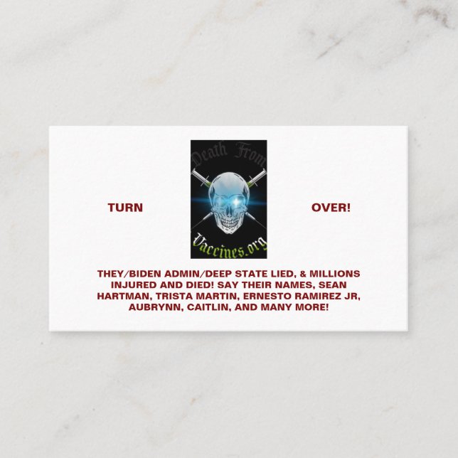 Tarjeta De Negocio Estándar Para La Muerte Por Vac (Anverso)