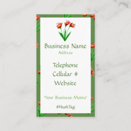 Tarjeta De Negocio Floral De Bonito Verde Y Femeni