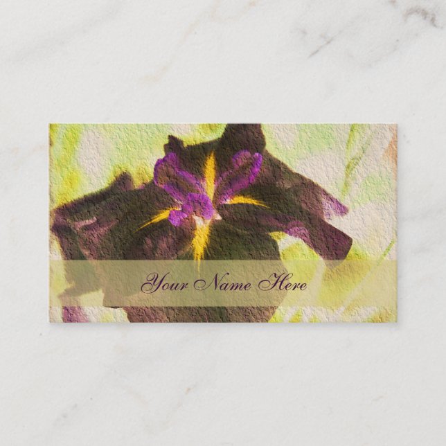 Tarjeta De Negocio Floral Iris Morado brillante (Anverso)