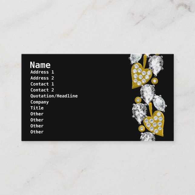 TARJETA DE NEGOCIO JEWELRY - Negro (Anverso)