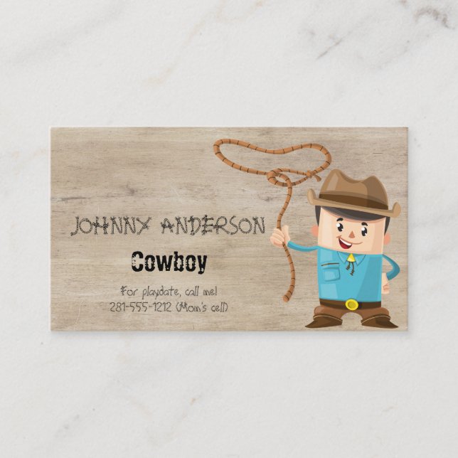 Tarjeta De Negocio Kid Cowboy Para La Reproducción (Anverso)