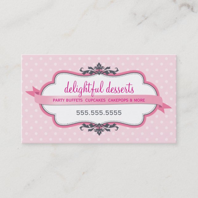 TARJETA DE NEGOCIO lindo bebé rosa pastel elegante (Anverso)
