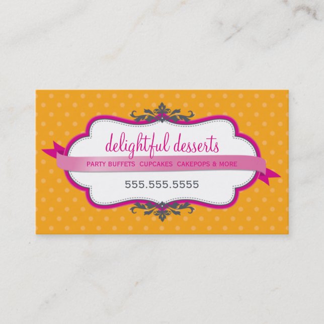 TARJETA DE NEGOCIO lindo naranja rosa fuschia eleg (Anverso)