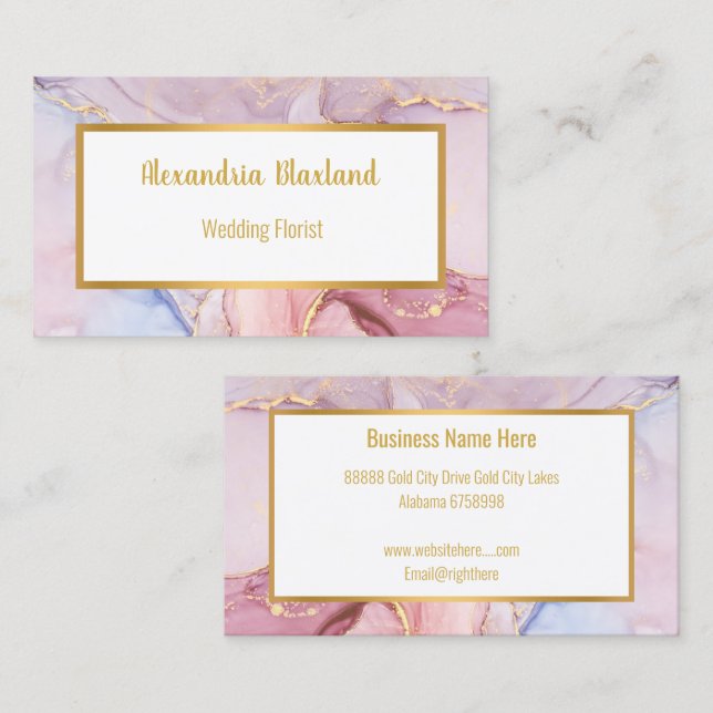 TARJETA DE NEGOCIO LUXE PASTEL MARBLE GOLD (Anverso / Reverso)