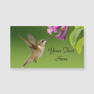 Tarjeta De Negocio Magnética De Colibrí Y Flor