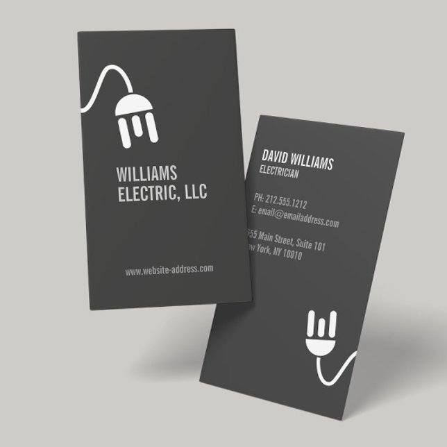 TARJETA DE NEGOCIO MODERNA BOLD GRAY ELECTRICIAN (Subido por el creador)