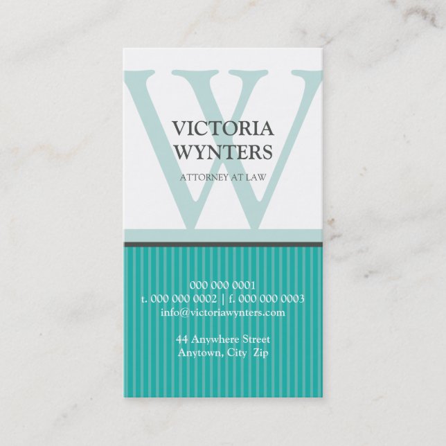 TARJETA DE NEGOCIO monograma inicial moderno (Anverso)