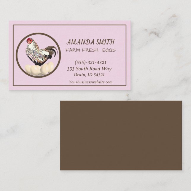 Tarjeta De Negocio Para La Venta De Huevos Frescos (Anverso / Reverso)