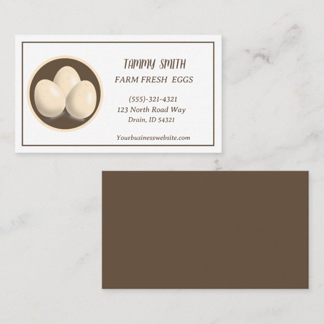 Tarjeta De Negocio Para La Venta De Huevos Frescos (Anverso / Reverso)