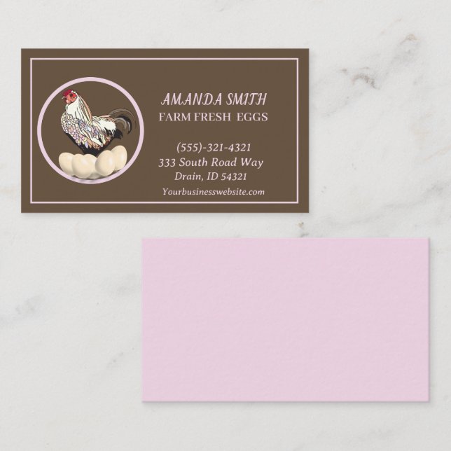 Tarjeta De Negocio Para La Venta De Huevos Frescos (Anverso / Reverso)