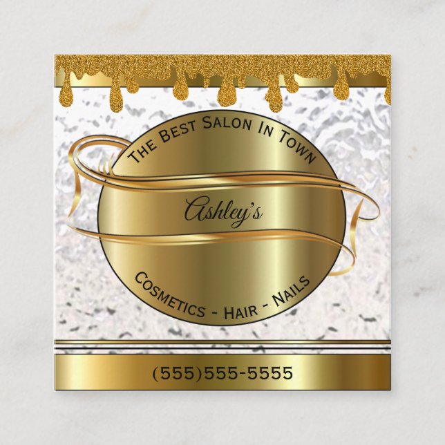 Tarjeta De Negocio Personalizada Gold And White (Anverso)