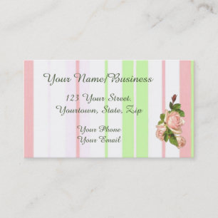 Tarjeta De Negocio Rosas Y Rayas Rosadas